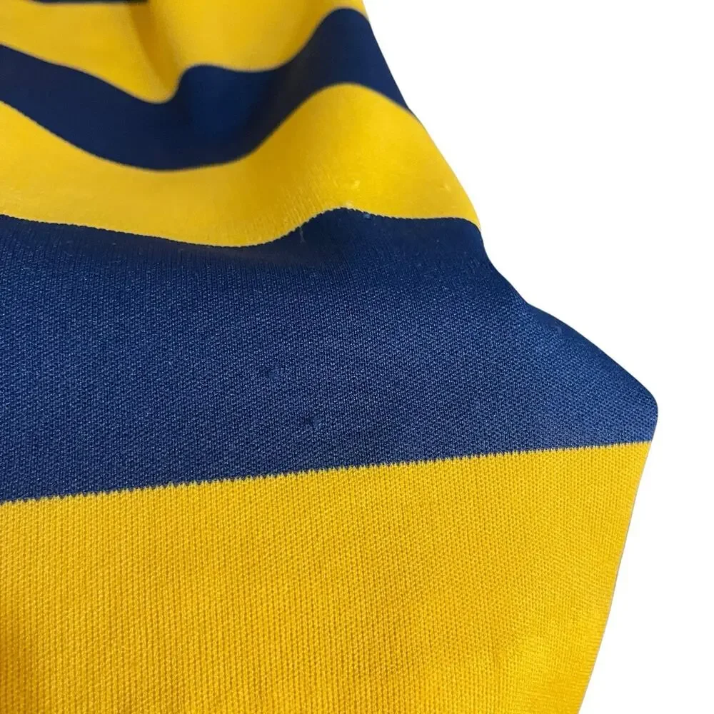 Verona Long Sleeve Knee Length Dress Women's 10 Yellow Blue Striped VTG Preppy